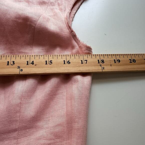 Lafayette 148 Midi Dress Size 6 Pin Linen Cap Sleeves Slined Sheath Preppy - Picture 3 of 9